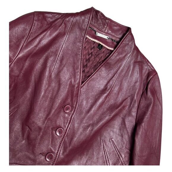 WILSONS LEATHER Designer GENUINE LEATHER Cropped Casual Jacket Womens Medium - Picture 2 of 7